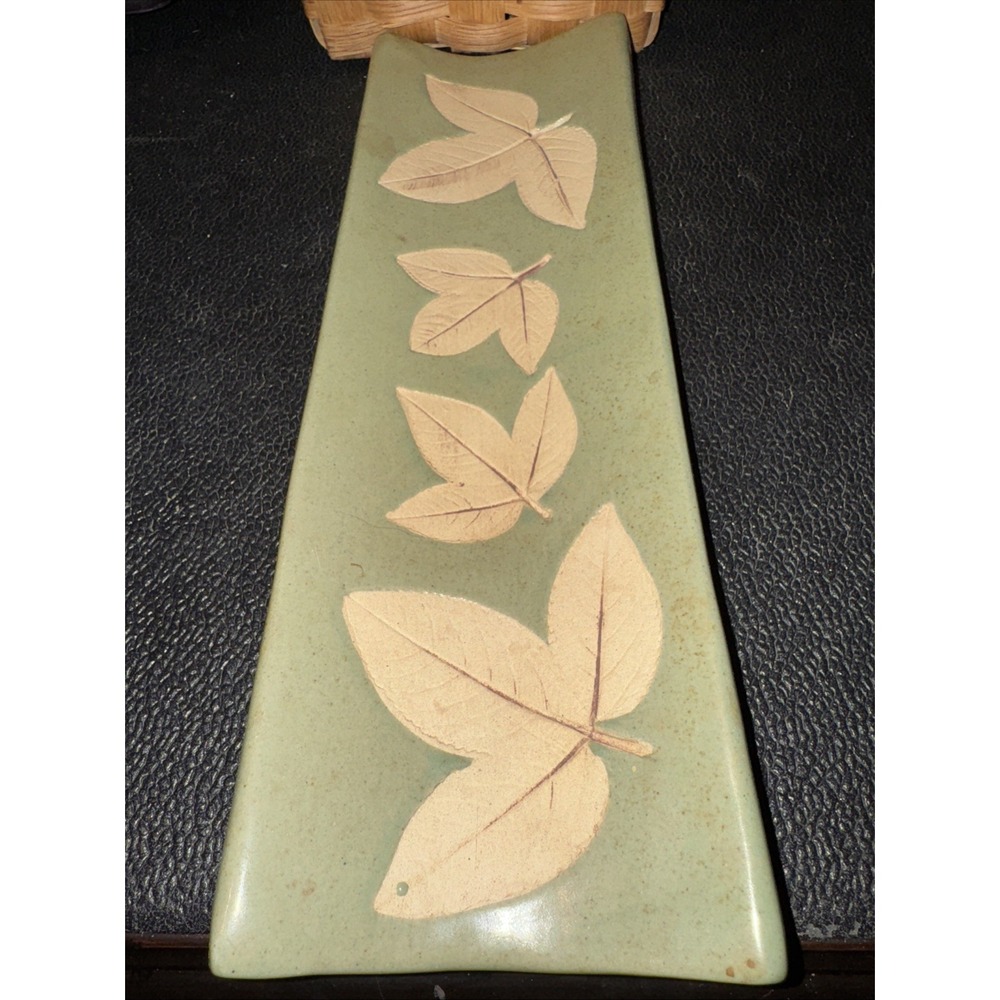 Serving Tray Country Originals 14"‎ Impressed Leaf Design Pottery Colombia